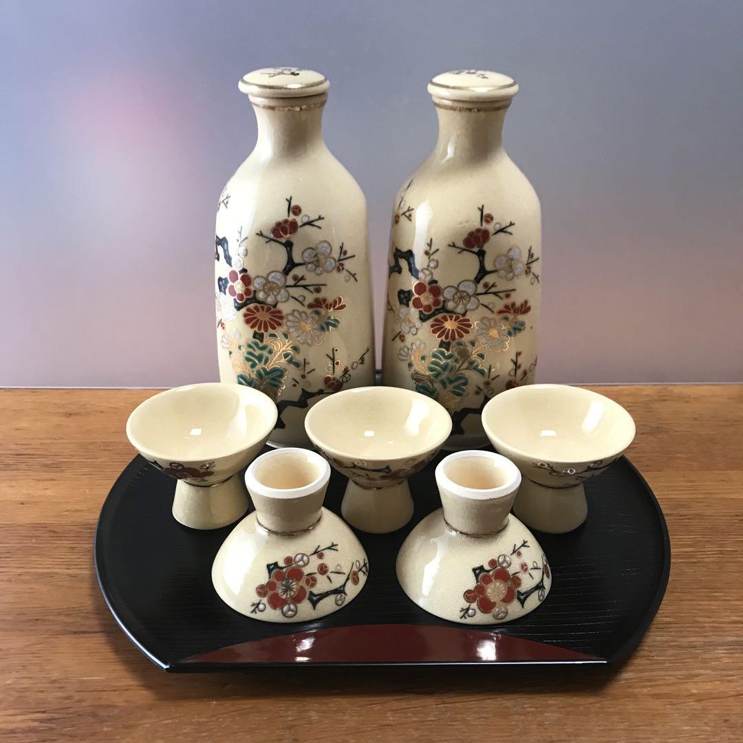 KK001❀ 薩摩焼 酒器 セット 5客 徳利 おちょこ ぐい呑み