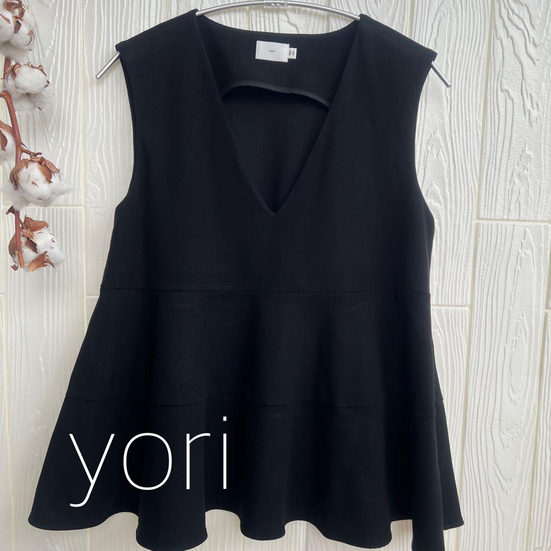 楽天 送料無料にならない yori ヨリ 切り替えが美ライン ノースリーブ トップス ブラック カットソー(半袖/袖なし)