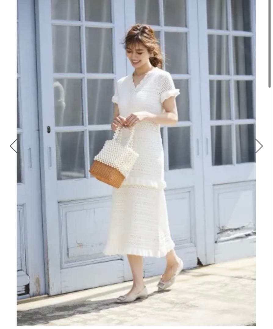 SEVENTEN セブンテン レースニットドレス オフホワイトM