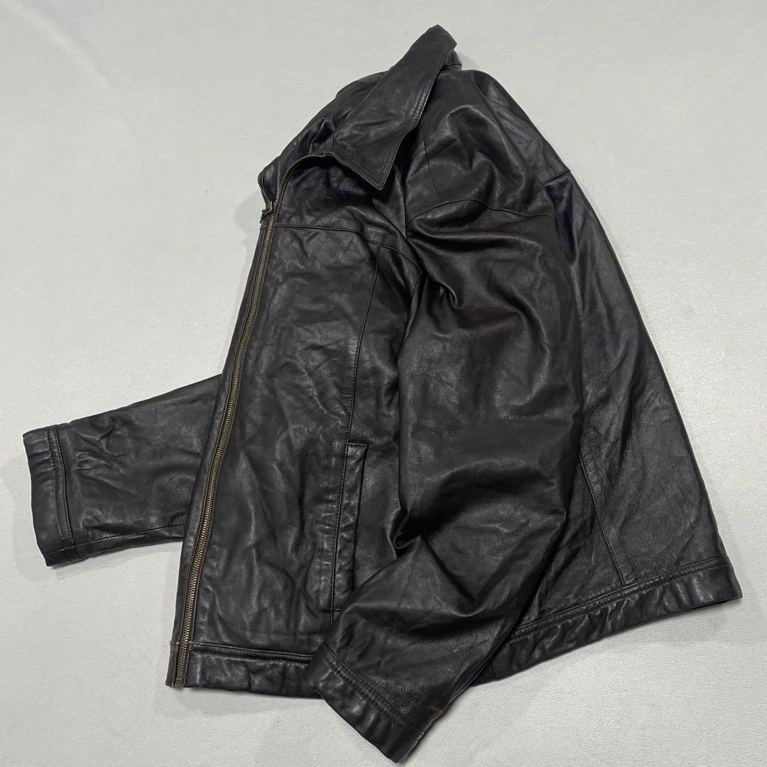 90s Euro Vintage シングル レザー スポーツ フライトジャケット