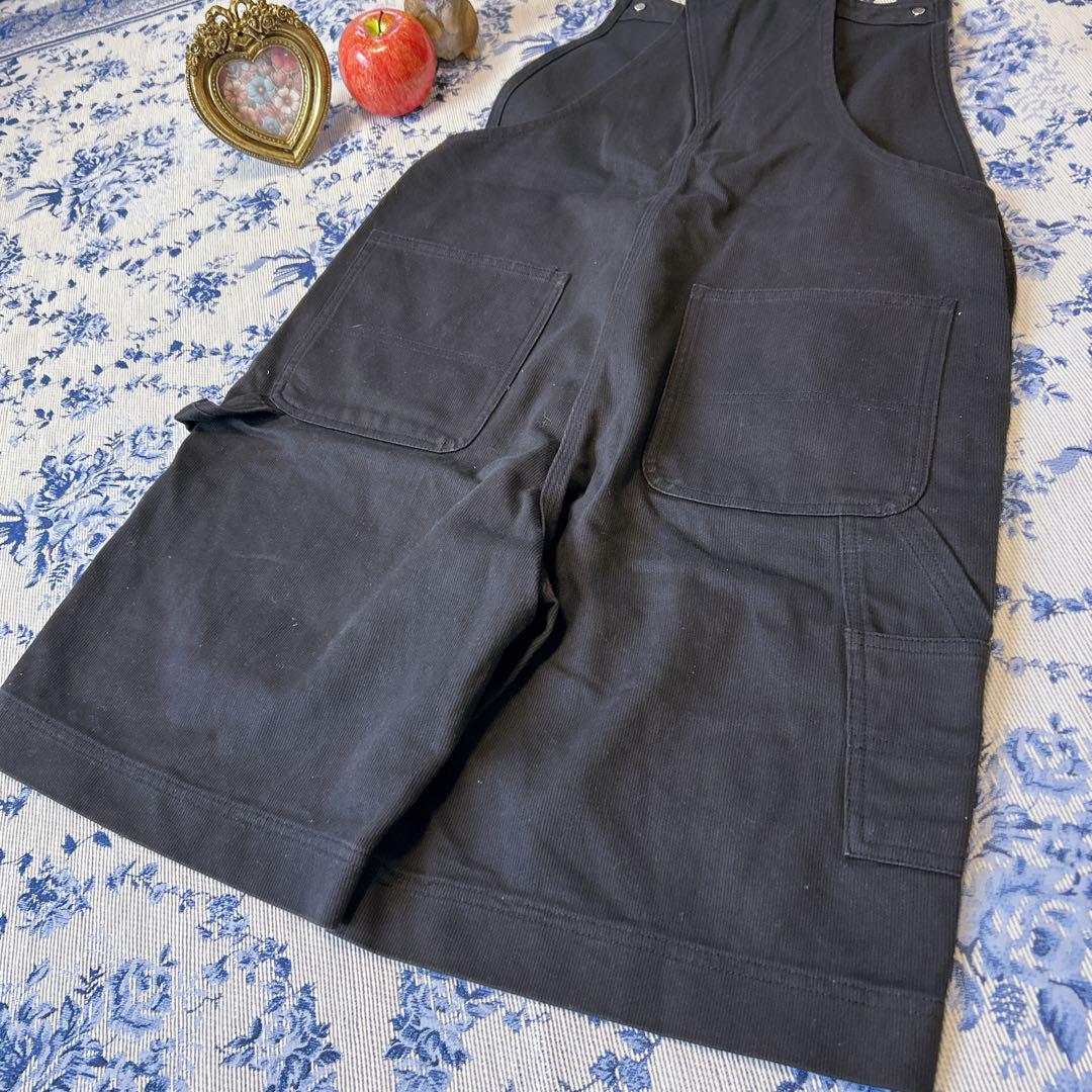 ワンダフルワールド くま刺繍 オーバーオール オールインワン ブラック