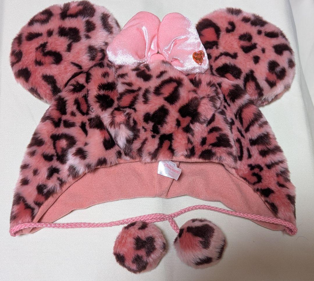 美品　ディズニー　ファンキャップ　ヒョウ柄　ピンク　ミニー　レア