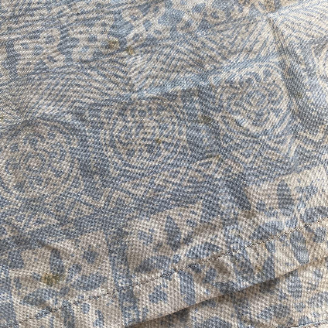 vintage 古着 ライトブルー アイボリー エスニック 総柄 半袖