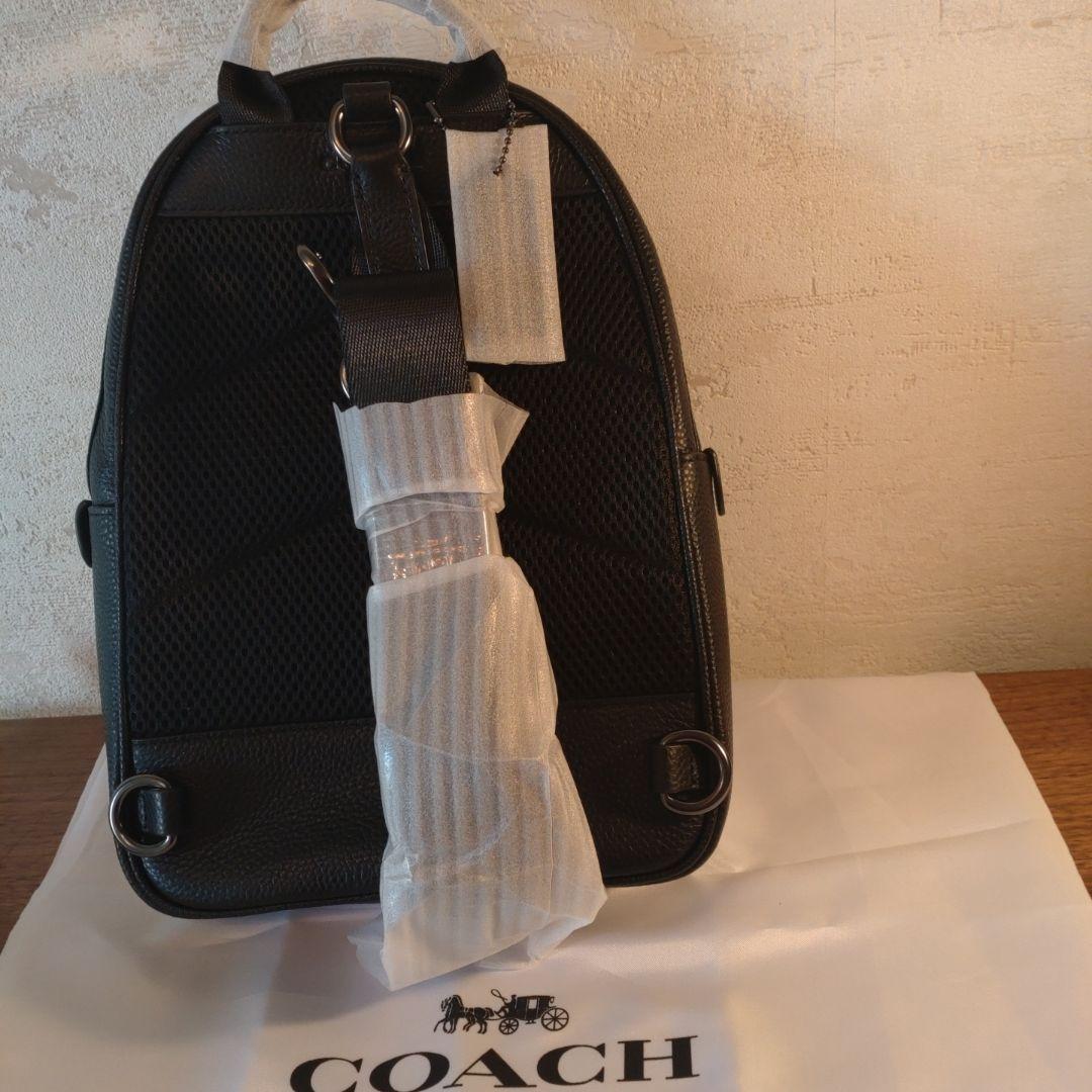 COACH ブラック ショルダーバッグ COACH ブラックレザー ショルダーバッグ