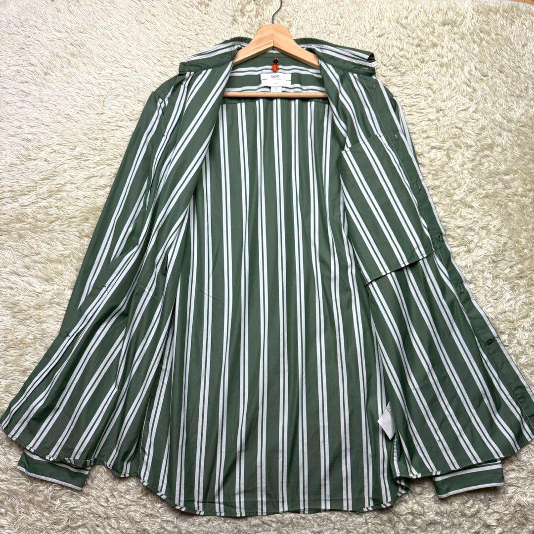 【通販 人気】 美品】OAMC グリーン Sサイズ コットン ストライプ 比翼シャツ トップス