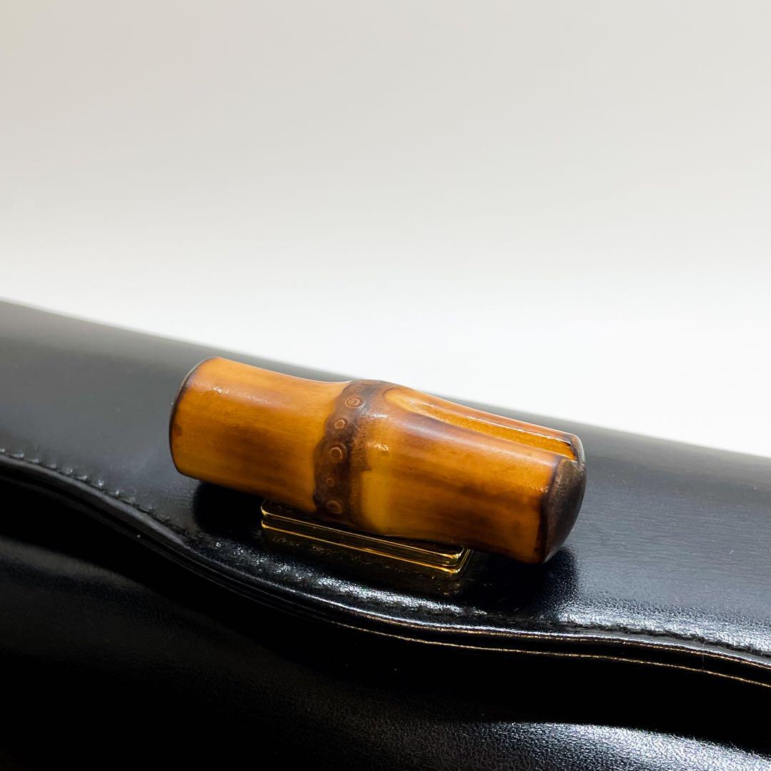 【未使用級】GUCCI ハンドバッグ バンブー 2way レザー レディース 黒