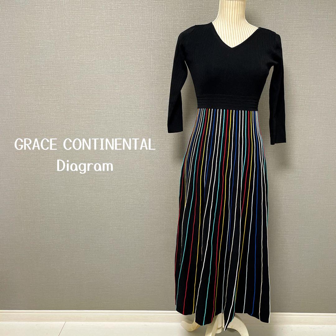 美品】Diagramダイアグラム GRACE CONTINENTAL 配色プリーツ