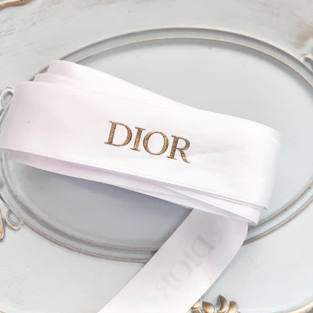 Dior ゴールドロゴ ホワイトリボン　幅約2.5mm