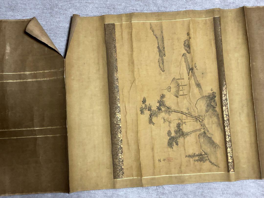 原在中　山水図　水墨画　江戸時代　掛軸　掛け軸　骨董　アンティーク　古美術　絵画