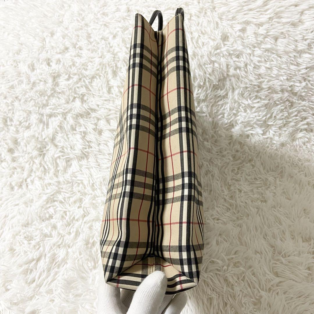 BURBERRY トートバッグ ノベチェック キャンバス レザー ベージュ系