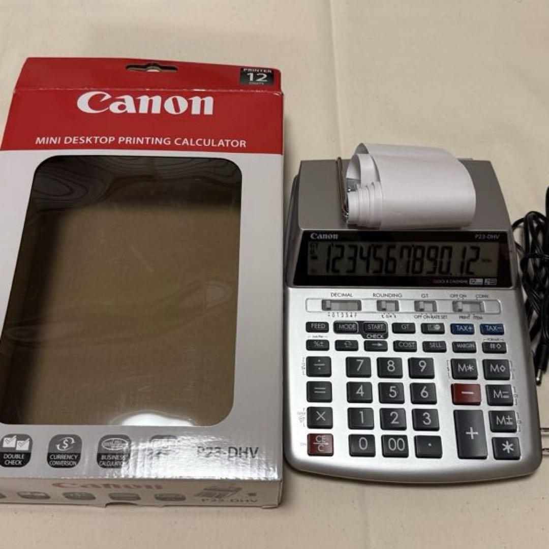 美品 Canon P23-DHV-3 加算式電卓 プリンター内蔵タイプ