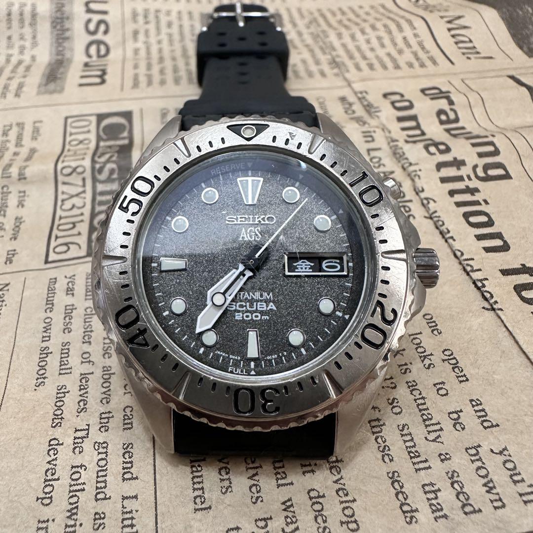 SEIKO 5M43-0B70 ダイバー キネティック AGSチタン