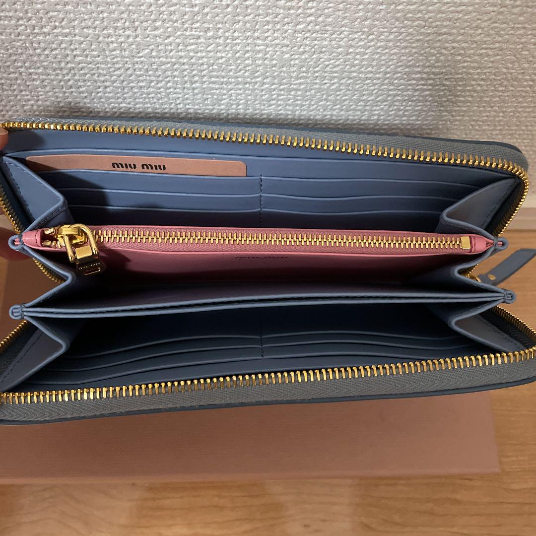 ミュウミュウ 未使用 ブルー ピンク jIhSy-m21434538585 リボン 長財布 新品 人気