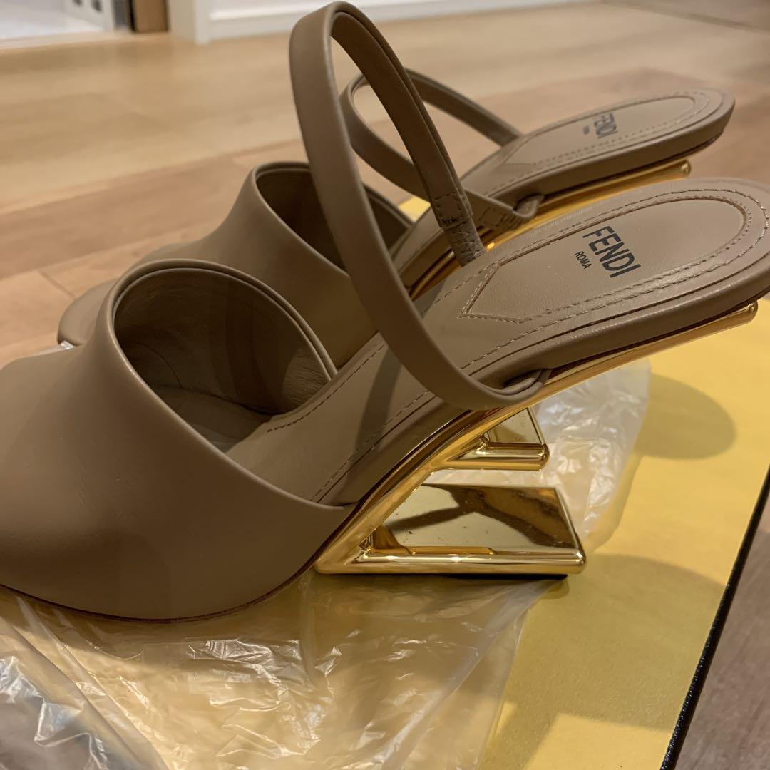 FENDI ベージュ ミュール 約10cmヒール
