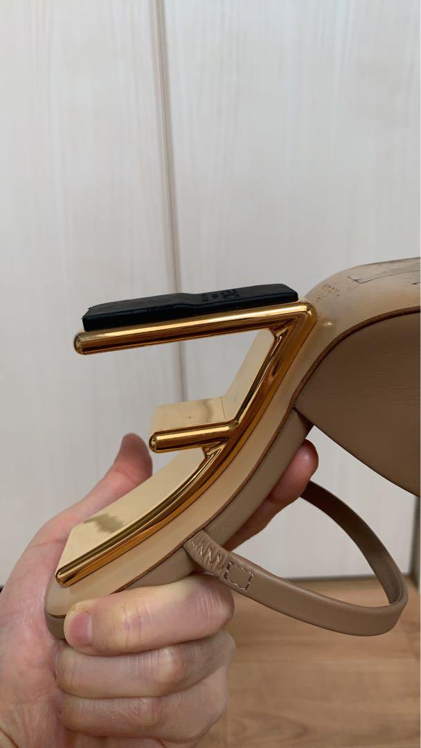 FENDI ベージュ ミュール 約10cmヒール
