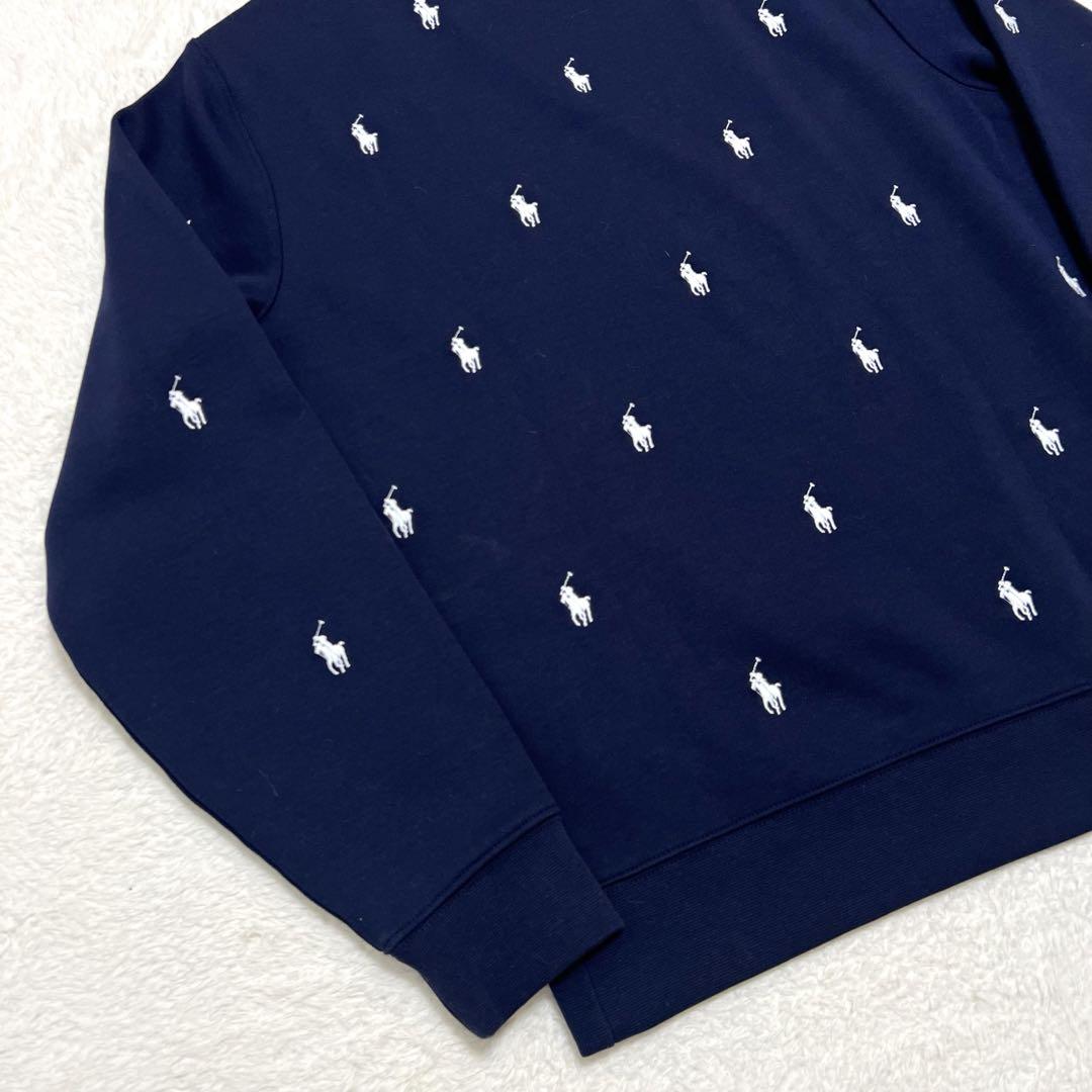 未使用級✨現行品 ポロラルフローレン ポニー刺繍 総柄 スウェット ネイビー