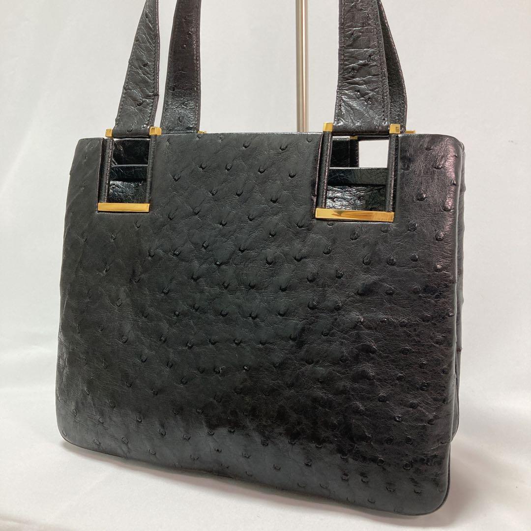 MORABITO モラビト 高級 オーストリッチ ハンドバッグ レザー BK