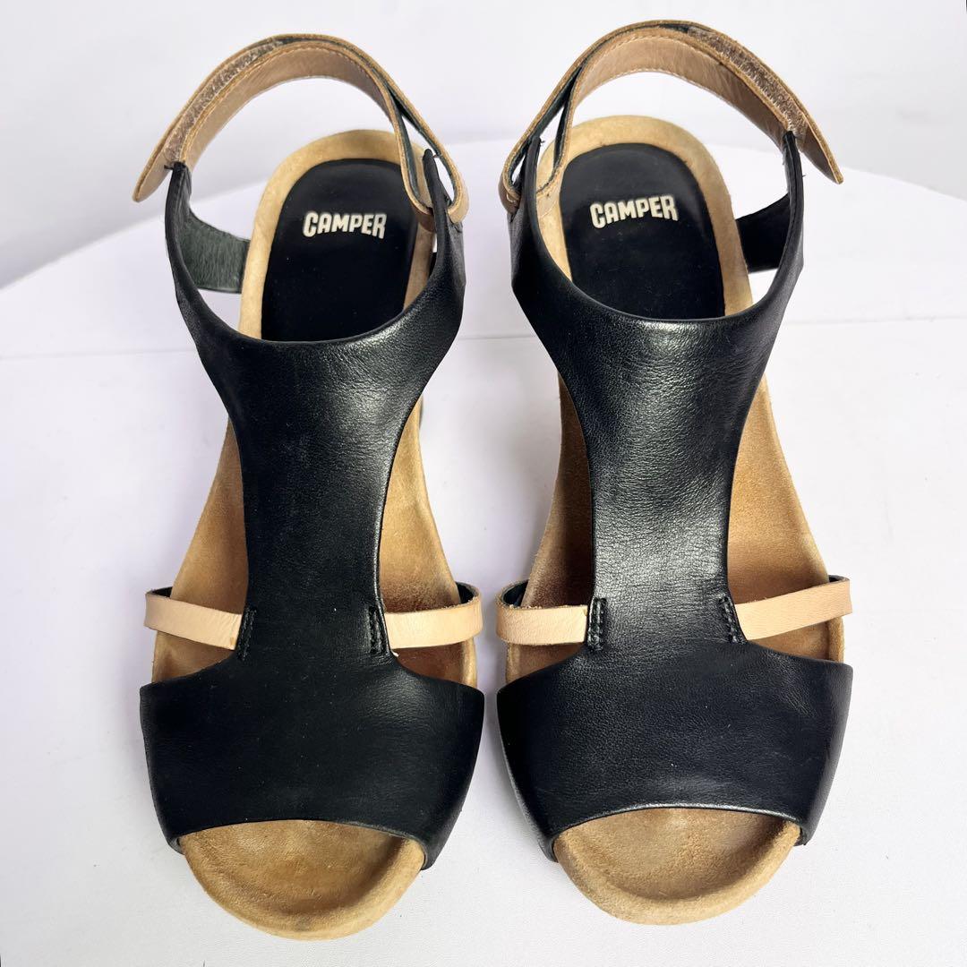 高級感 セール中⚡美品✨CAMPER レザー ストラップ サンダル ALLEGRA 黒 靴