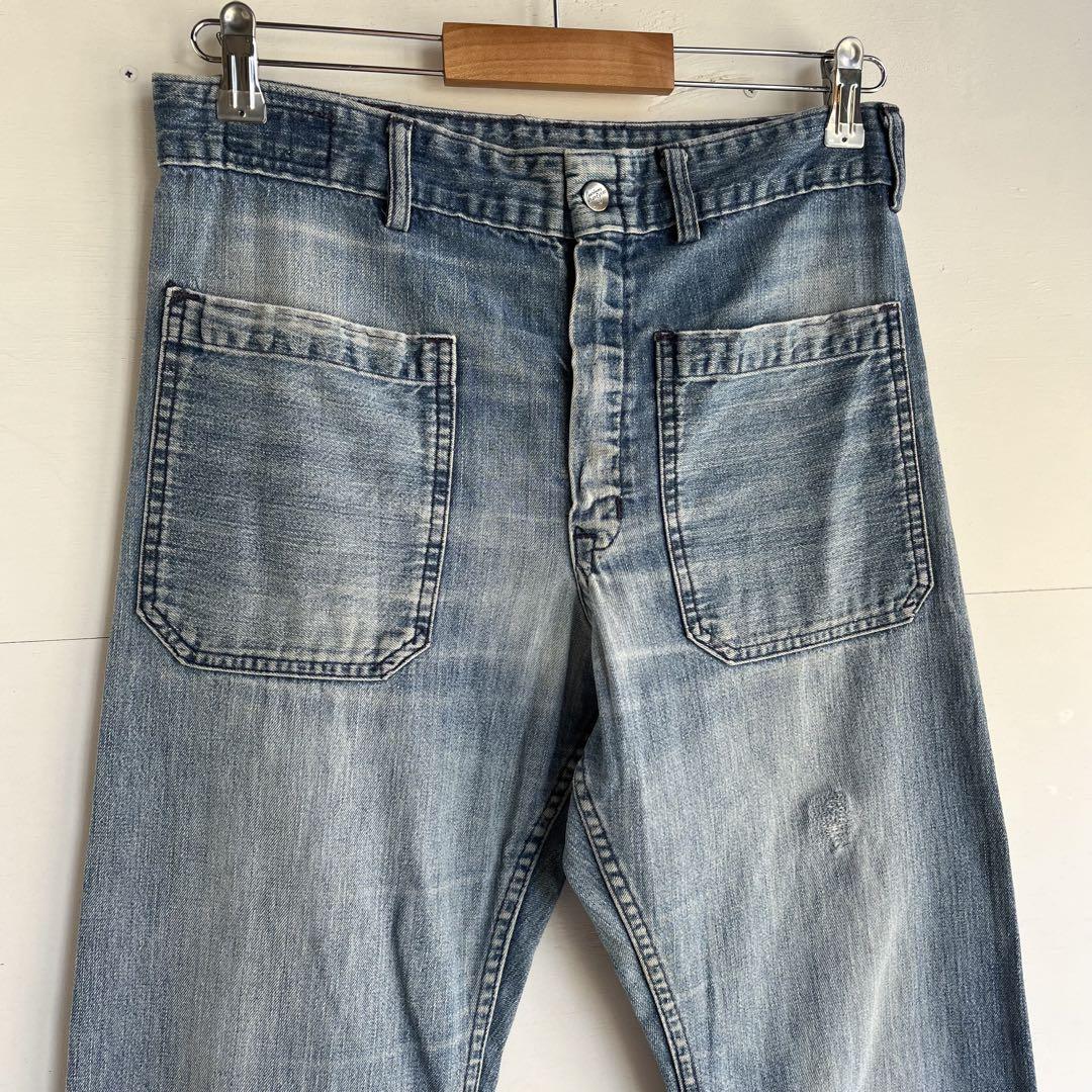 70s ヴィンテージ US製 デニム セーラーパンツ フレアパンツ タロン 古着