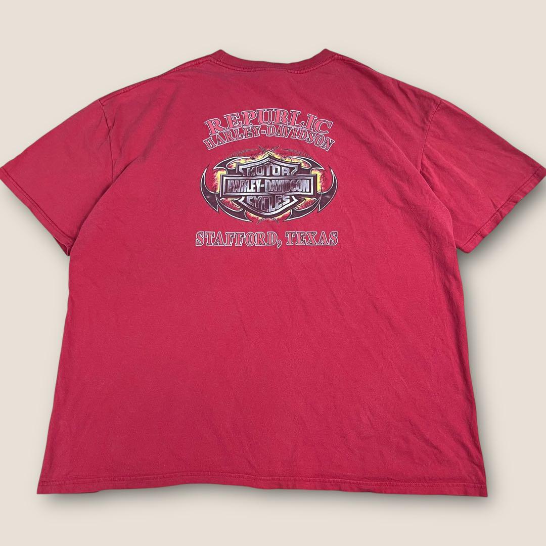ハーレーダビッドソン Tシャツ レッド ポケット ビッグロゴ 2XL