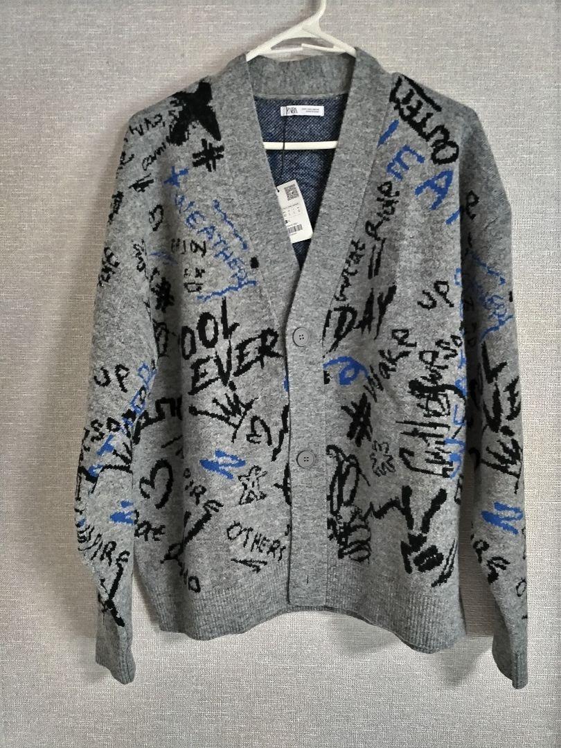 新品　ZARA　グラフィックジャガードカーディガンカーディガン