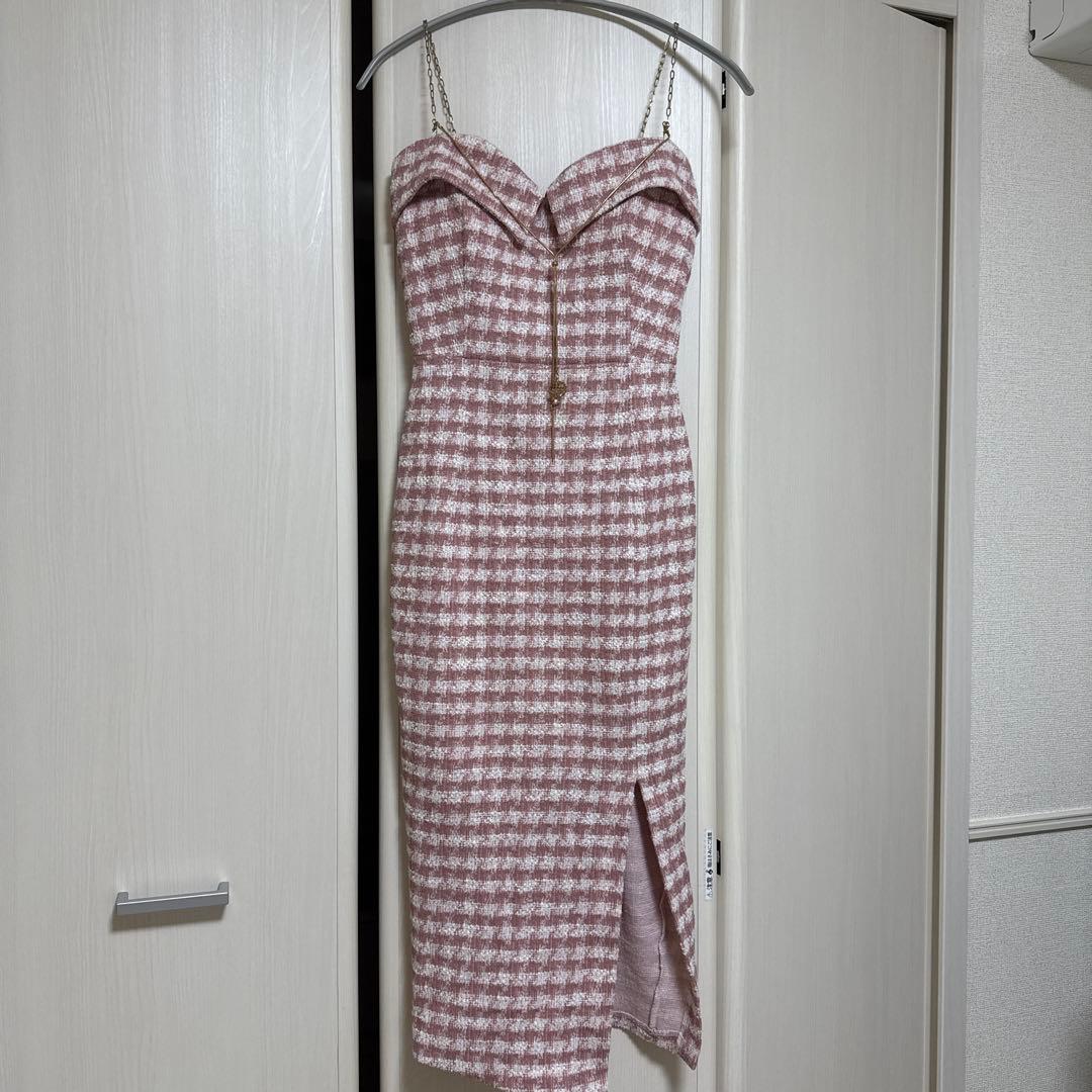 ピンクチェック ストラップ付きドレス ピンクチェック ストラップ付きドレス