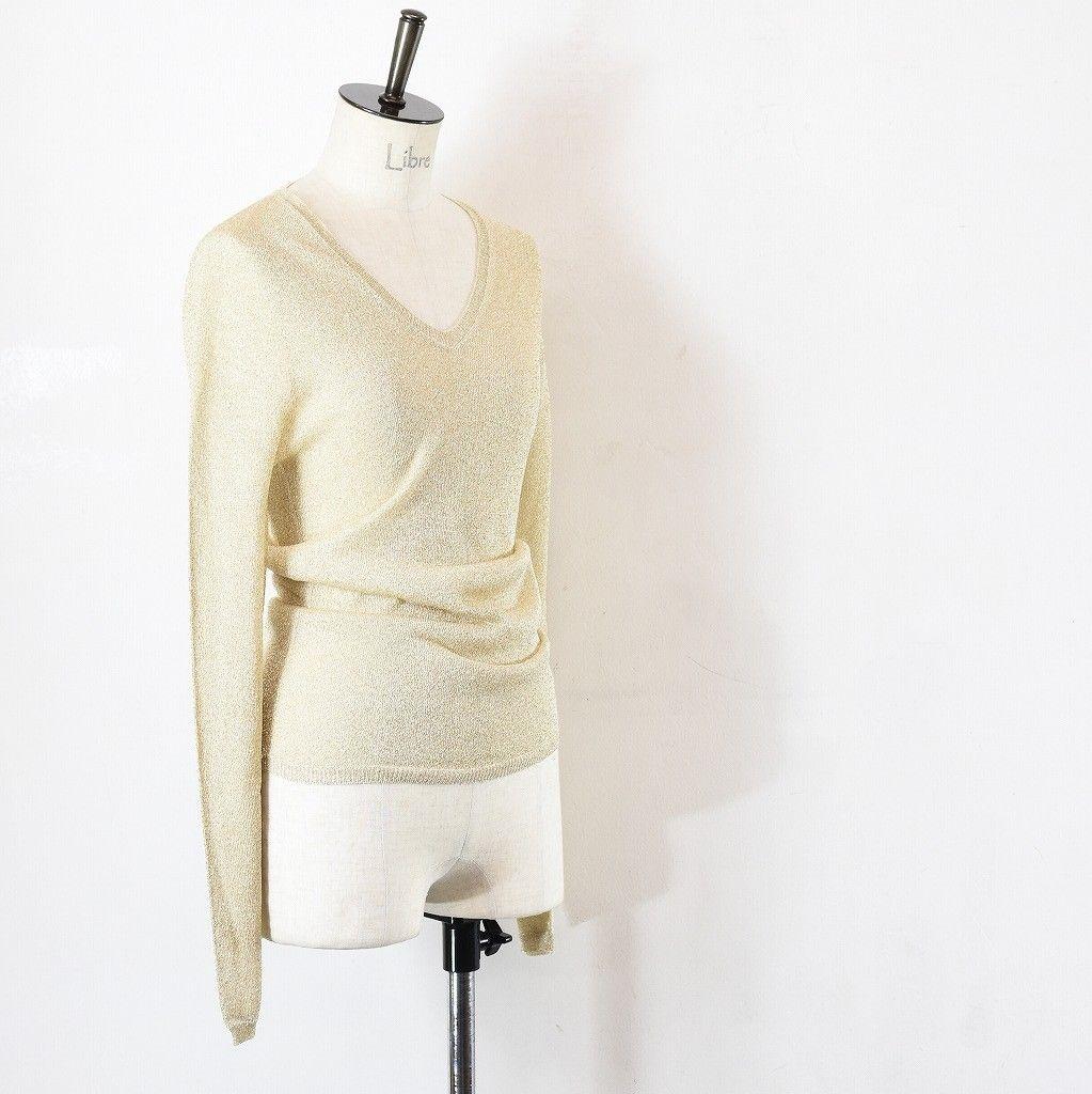 高級 JIL SANDER ジルサンダー ラメ 薄手 ウール Vネック ニット