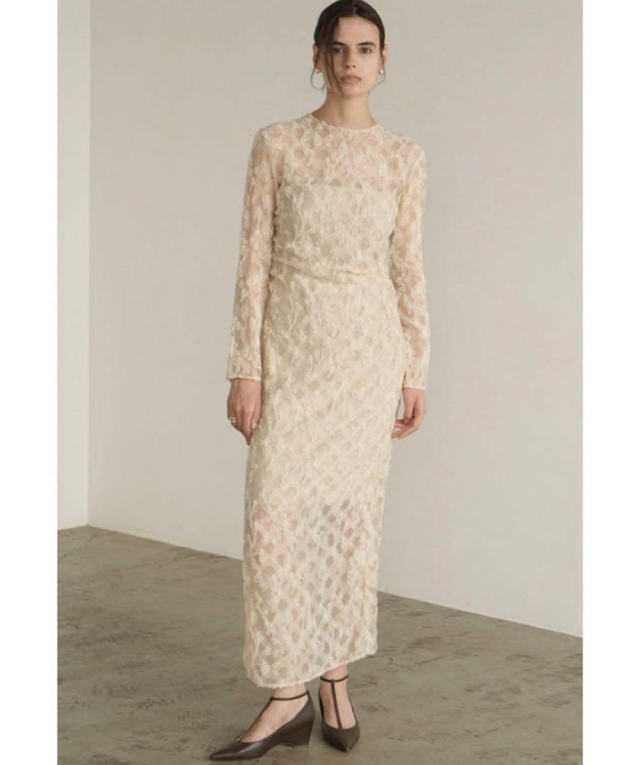 FLOWER JACQUARD WAIST DRAPE ONEPIECE クラネ