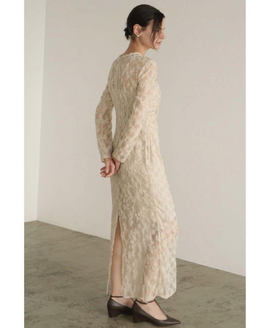 FLOWER JACQUARD WAIST DRAPE ONEPIECE クラネ