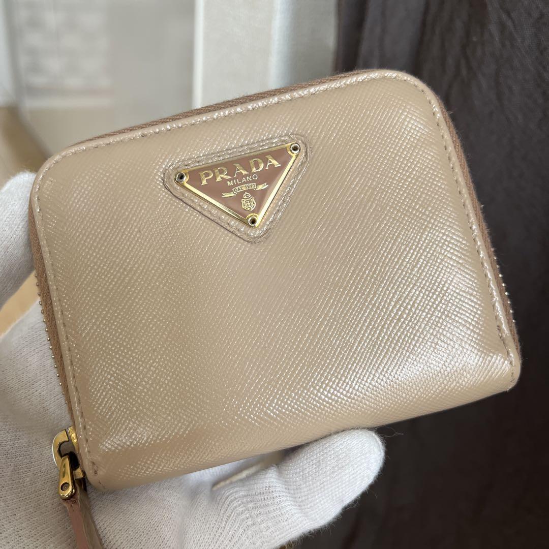 専用です！！美品✨PRADA ミニ財布　三角ロゴ　ベージュ　ピンクロゴ