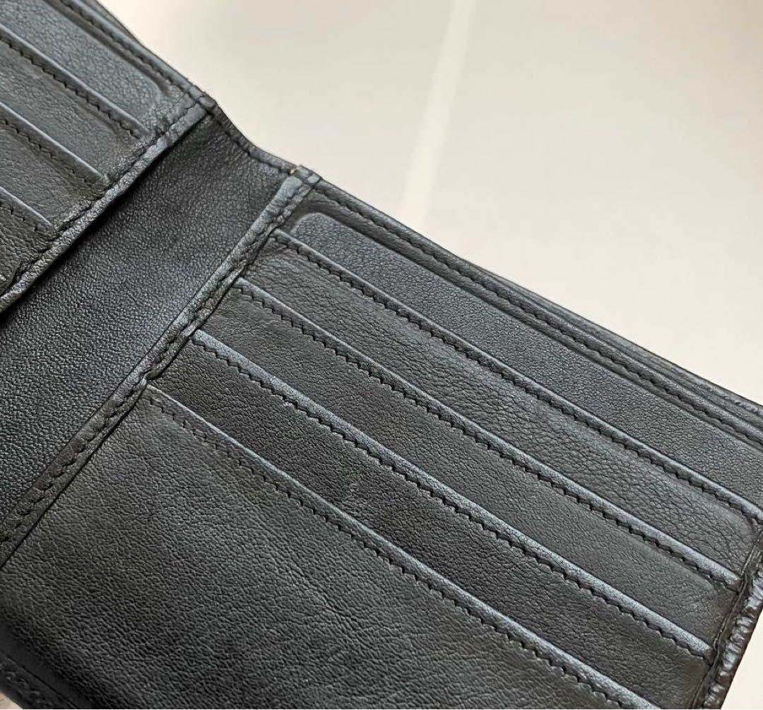 【美品】LOEWE 二つ折り財布 アナグラム型押し レザー ブラック
