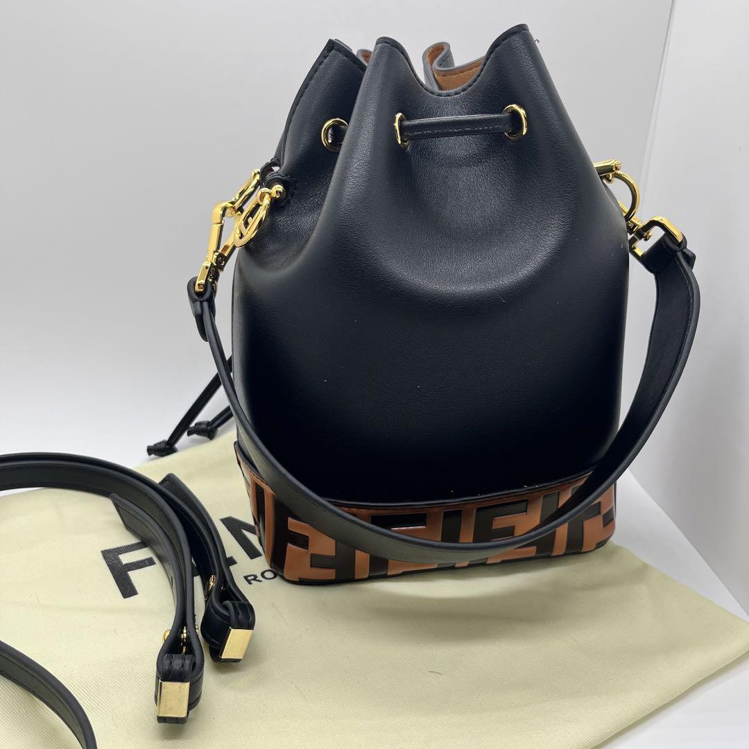 FENDI モン トレゾール ブラウンレザー ミニバッグ