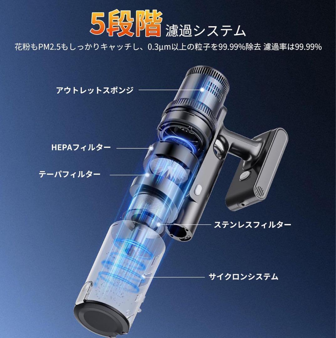 水拭き対応⭐️コードレス掃除機 サイクロン 軽量 強力吸引 35000Pa