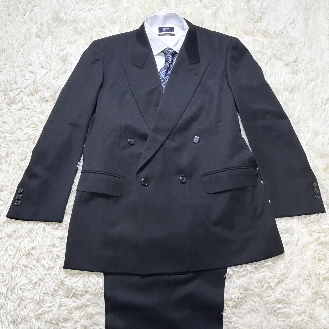 今 話題 の 人気 商品 極美品】ランバン ビジネススーツ ダブルブレスト 黒 スーツ