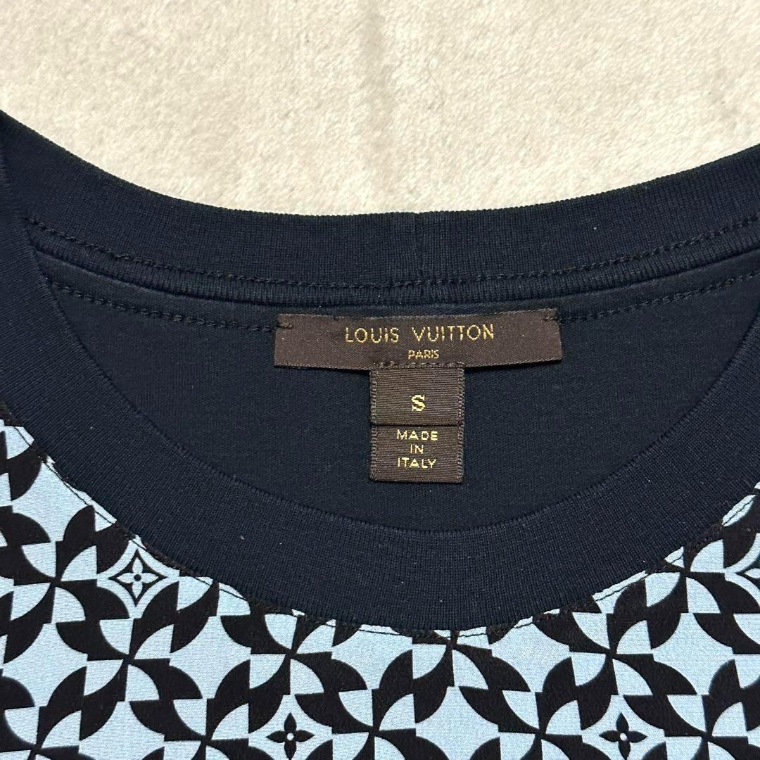 967 美品　ルイヴィトン　Tシャツ　モノグラム　S表記　シルク100% 紺
