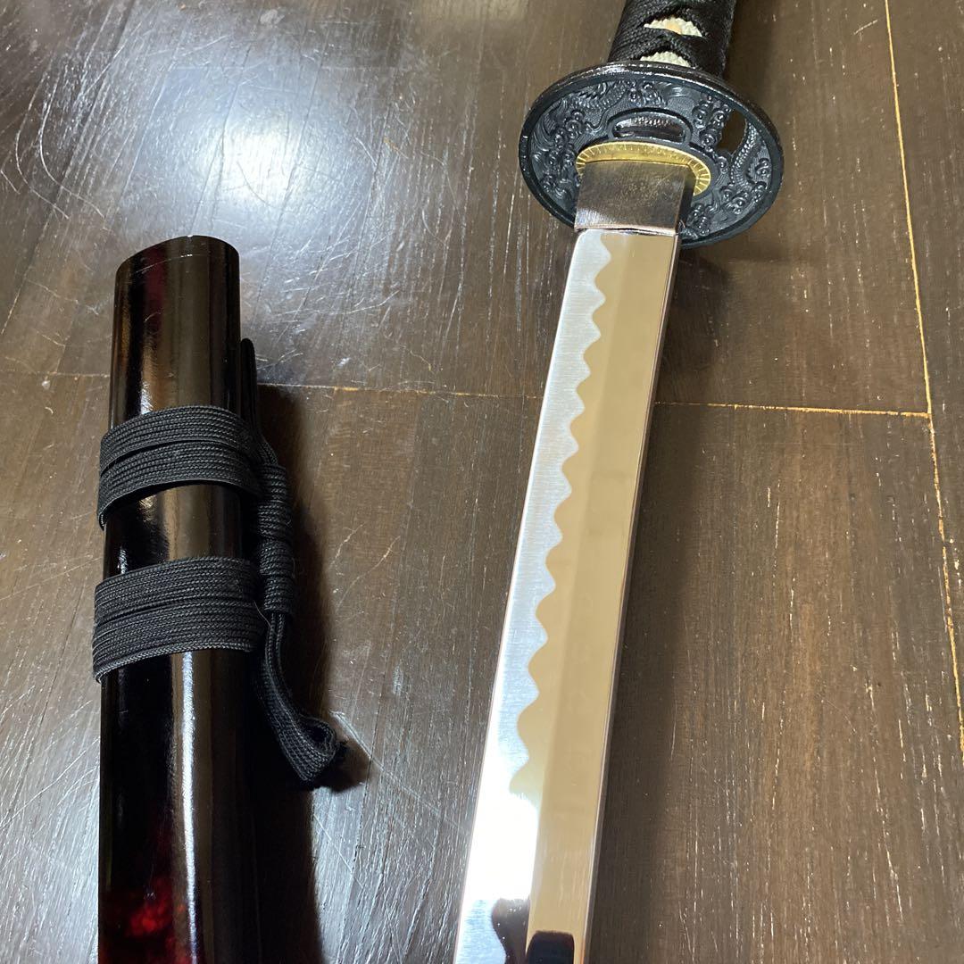 上級模造刀 黒柄 雲龍楕円鍔 赤暈し黒呂鞘