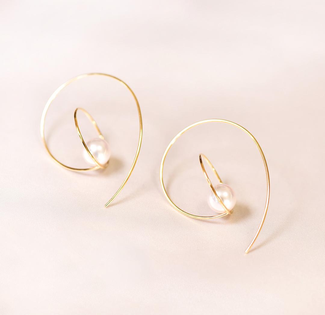 初売り 福袋 K18G 本真珠 ピアス フープ ラウンド アクセサリー