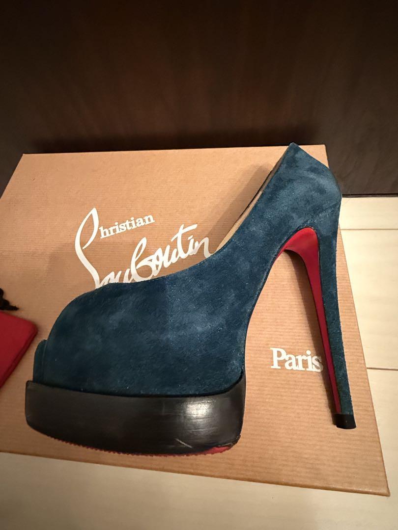 Christian Louboutin スエード オープントゥ パンプス