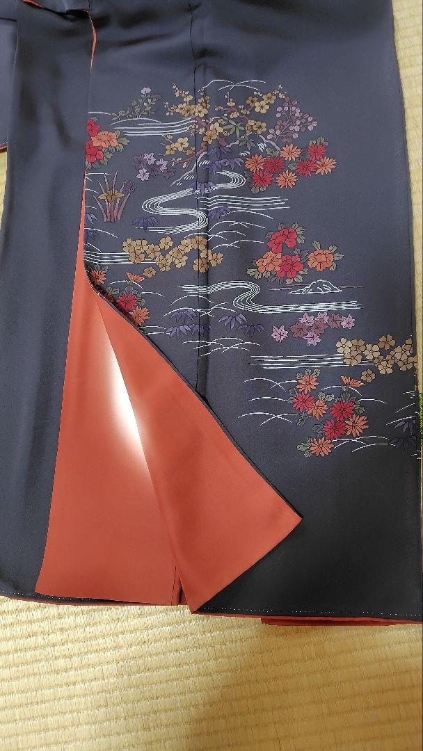 付下げ訪問着 紫 花柄 紋あり 着物・浴衣
