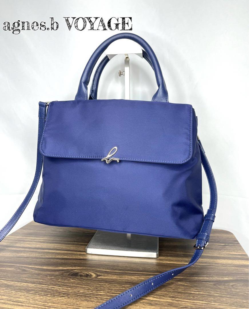 美品☆agnes b.  アニエスベー　ナイロン ショルダーバッグ ネイビー 青