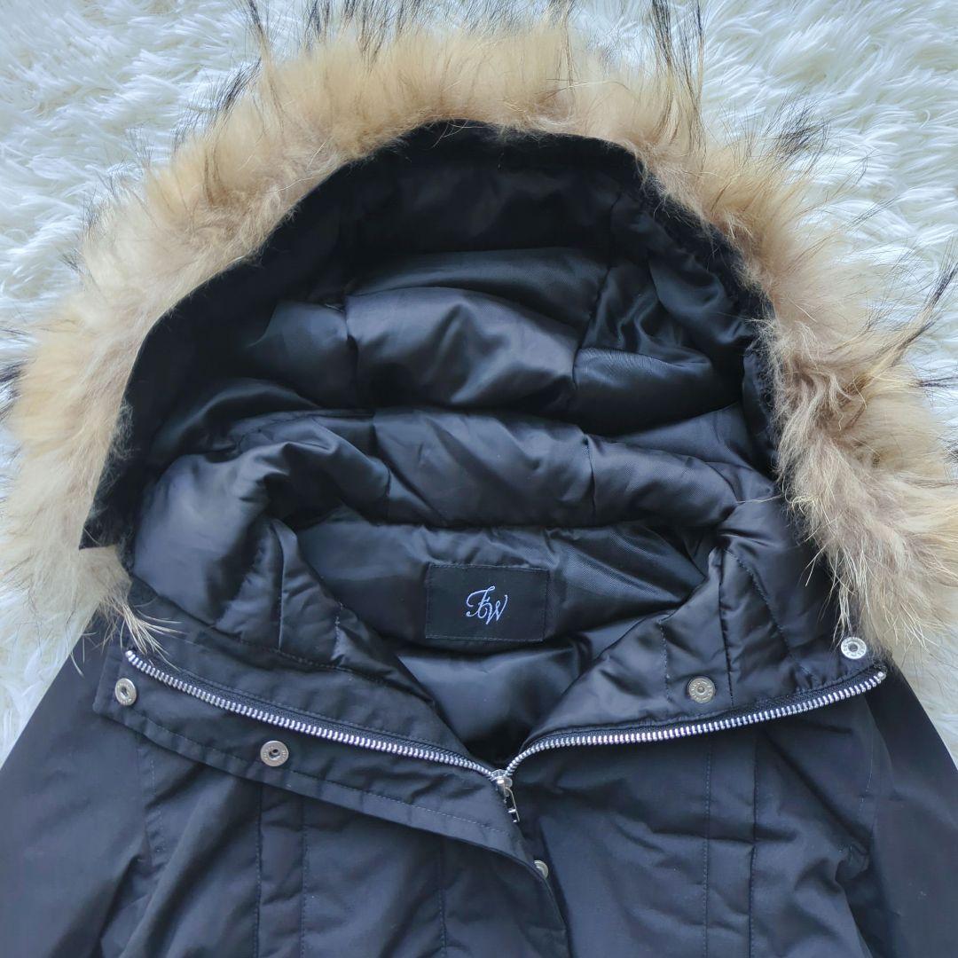 美品 フレームワーク ダウンコート 黒 フード付き 36 リアルファー 美品 フレームワーク ダウンコート 黒 フード付き 36 リアルファー