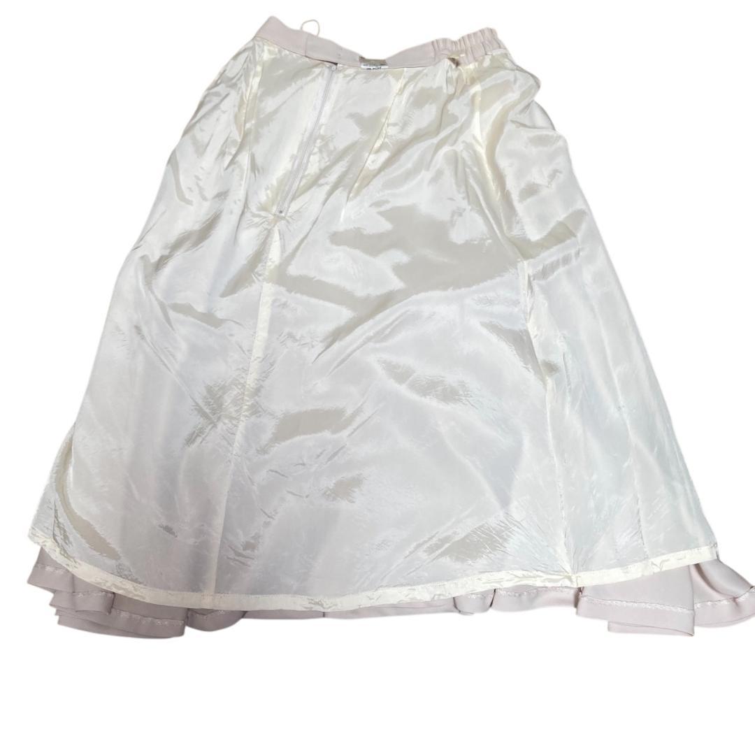 セットアップ ノースリーブ シャツ フレア 膝丈 スカート グレージュ系 9号