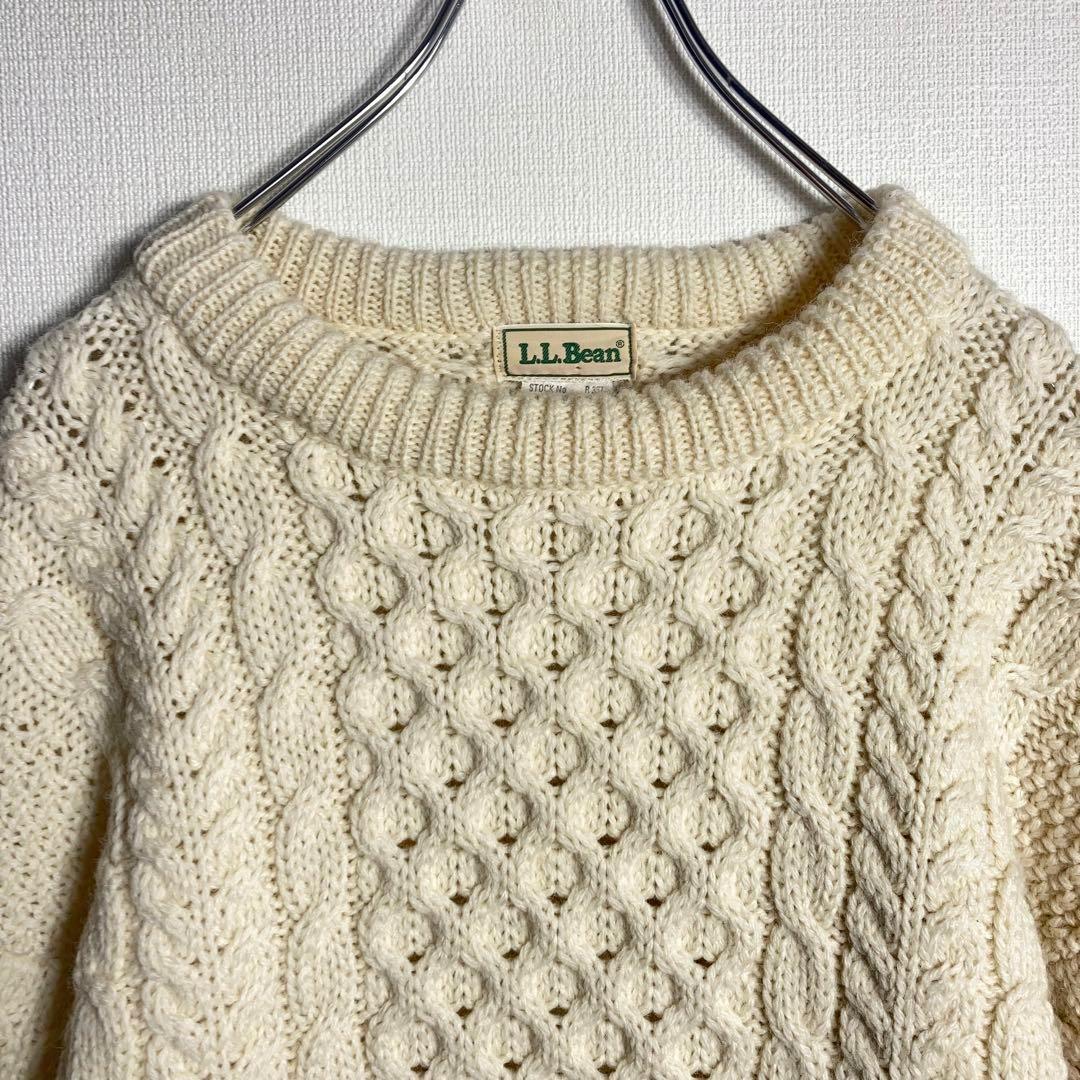 【美品】L.L.Bean フィッシャーマン ニット ウール M アイルランド製
