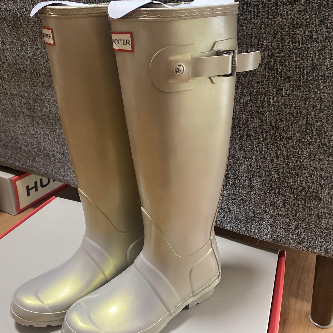 HUNTER ゴールド ロングレインブーツ