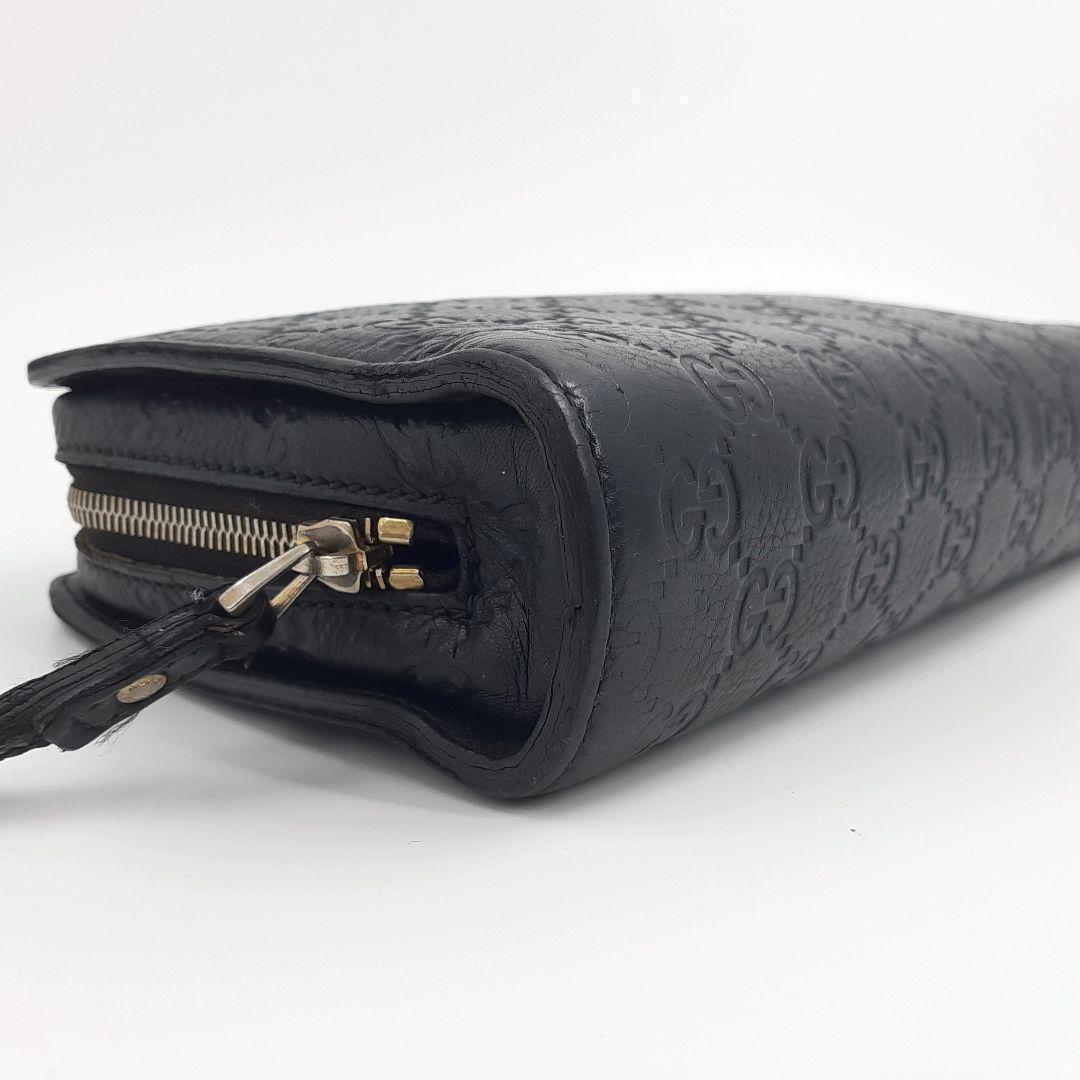 【美品】グッチ クラッチバッグ セカンドバッグ シマレザー エンボス ブラック 画像5