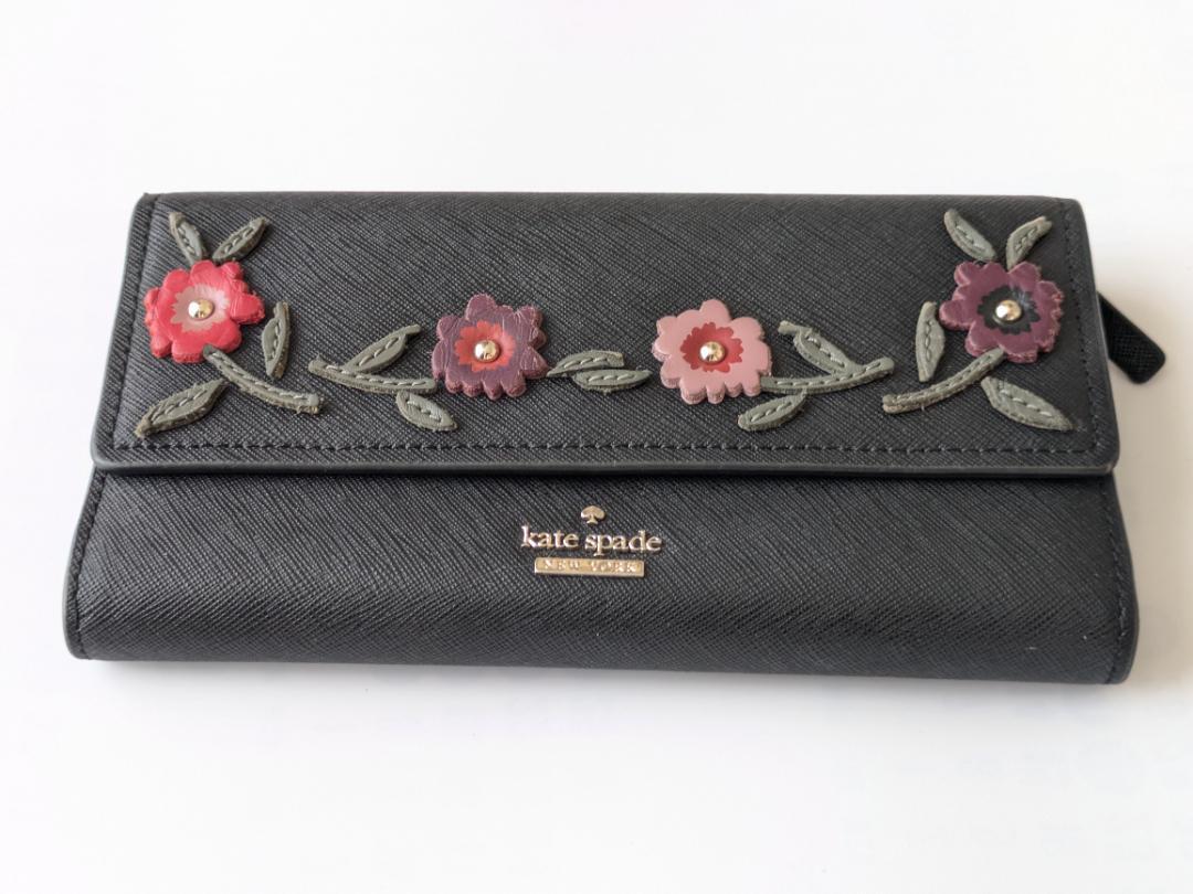 kate spade ケイトスペード フラワーモチーフ 長財布 ブラック