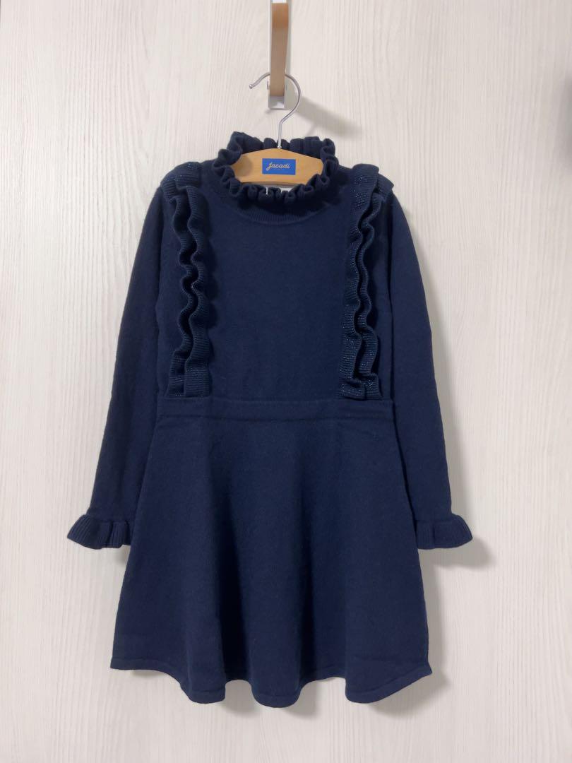 【新品】jacadi ラメフリル付きニットワンピース　24M 新品・タグなし】jacadi 2024 ラメフリル付きニットワンピース