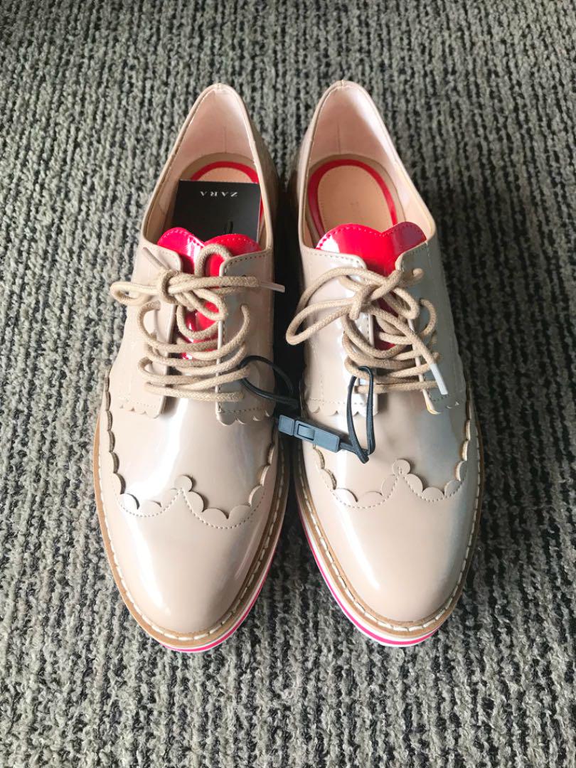 ZARA プラットフォームシューズ 厚底 ベージュ 37 - メルカリ