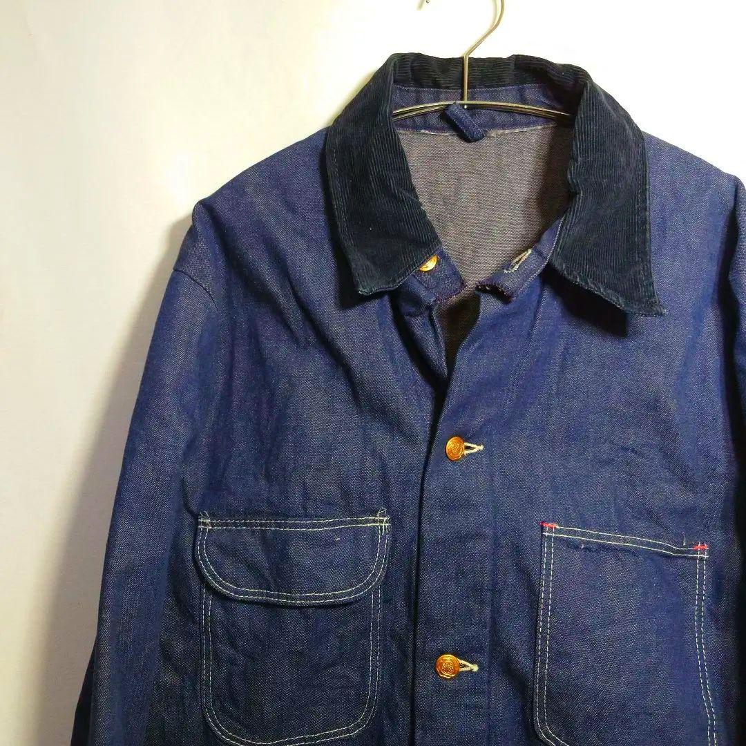 70s blue bell ブルーベル カバーオール　濃紺　ミント　デニム　台襟