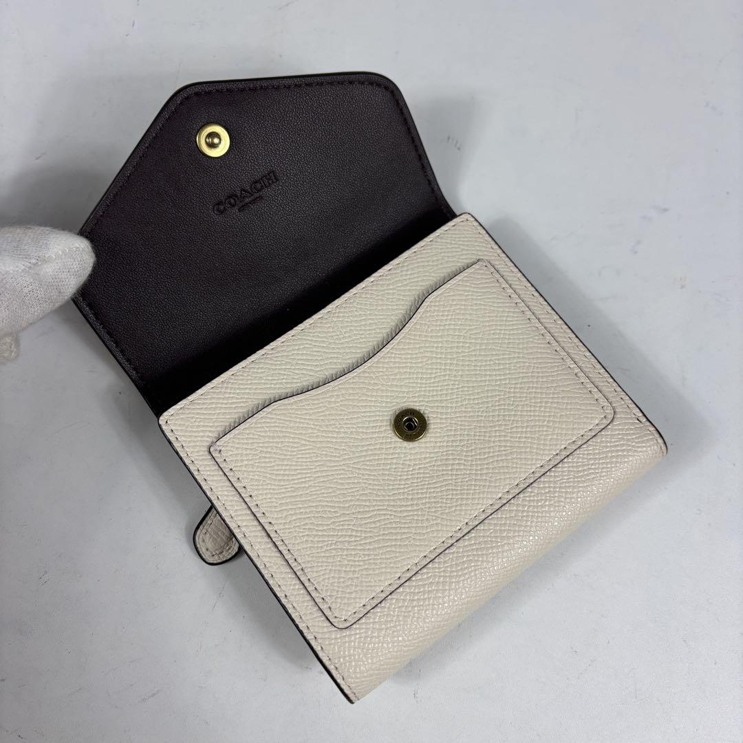 美品 コーチ ウィンスモールウォレット 三つ折り財布 グレージュ